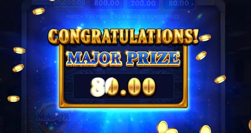 Demonstration slot major win result screen